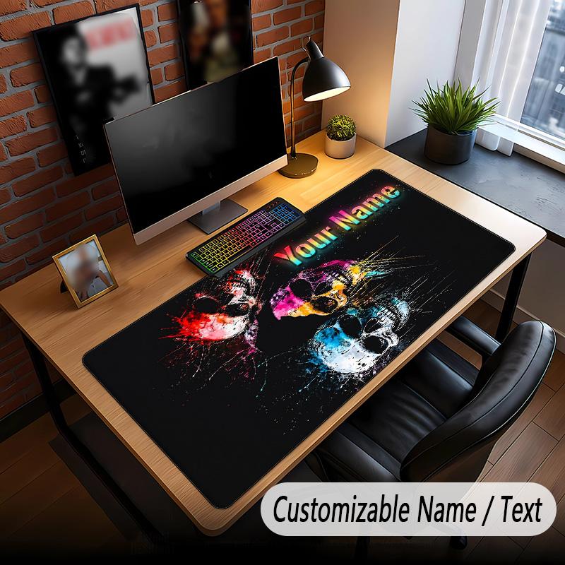 Skull Gothic Theme Custom Mouse Pad Personalized With Name Text Customized Desk Mat For Office Home Decor