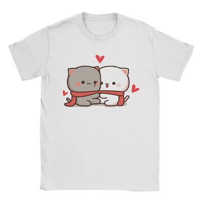 Men Mochi Milka Peach Goma Cat T Shirt Pure Cotton Clothing Vintage Short Sleeve Crewneck Tee Shirt Summer T-Shirt