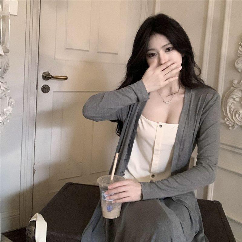 2025 Spring/Autumn Stylish Spliced Two-Piece Top & Long Skirt Set for Women