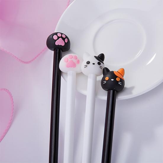 0.5mm Black Ink Cute Cat Head Paw Gel Ink Pen Stationery Office School Supplies