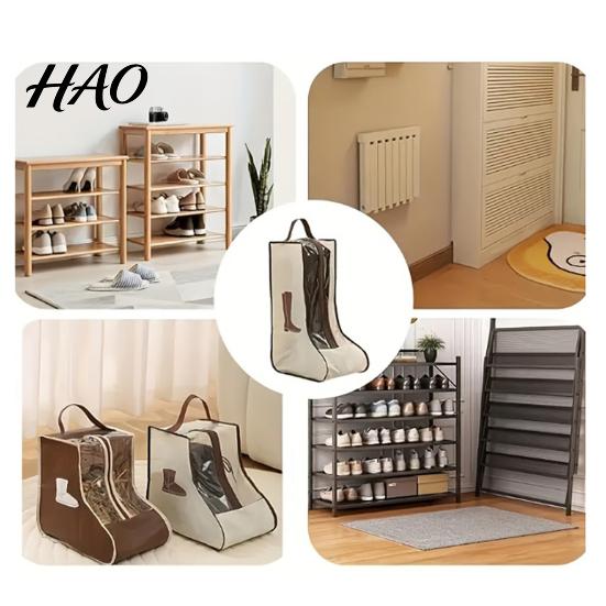 Foldable Boot Storage Boots Bag with Zipper And Handle, Portable Transparent PVC Dust Waterproof Closet Organizer Proof Organizer, Dust-proof