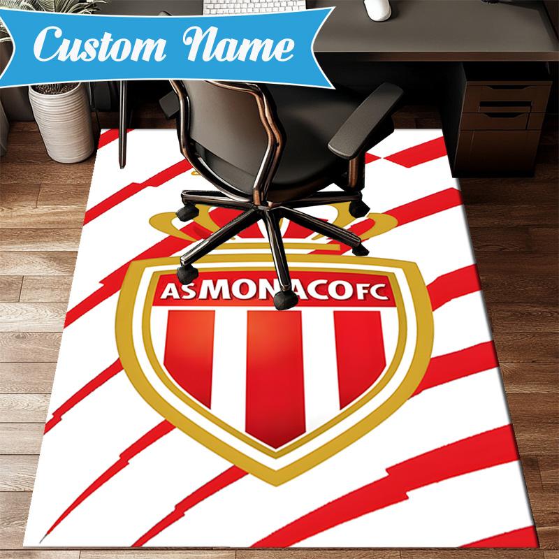 Custom Name Monaco Football Crest Rug Game Carpet, Floor Mat for Bedroom Living Room Entryway Rug, Home Decor Idea Gift for Christmas Birthday