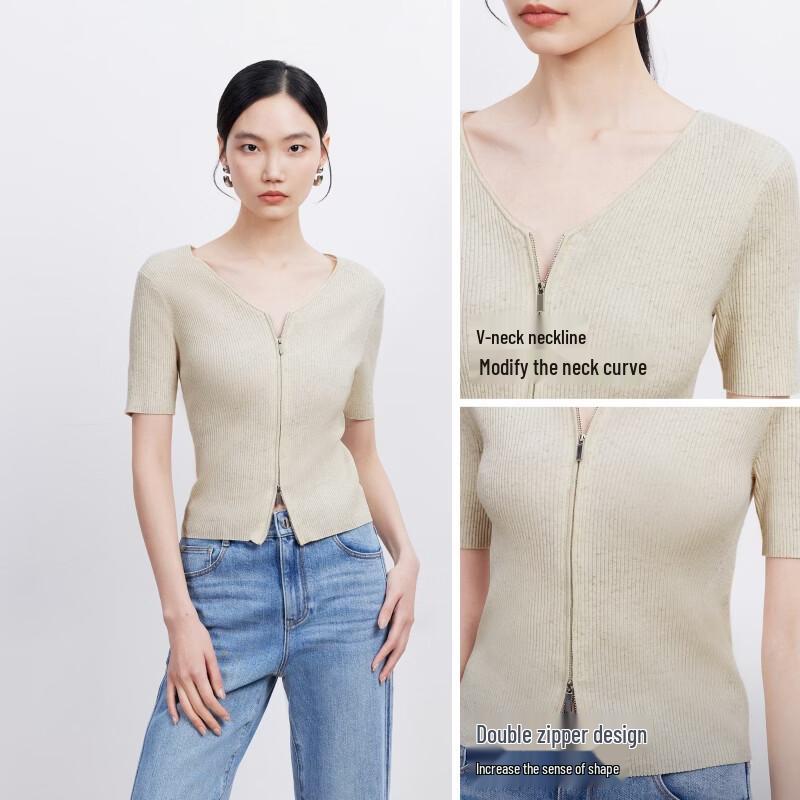 VEROMODA Women's V-Neck Short Sleeve Knit Cardigan