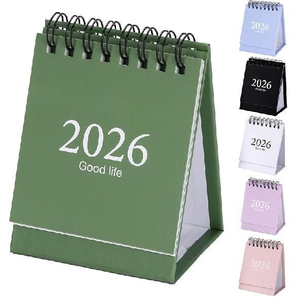Mini Desk Calendar 2026-2027, January 2026 until July 2027, 19 Months Standing Flip Small Desktop Calendar Twin-Wire Binding with Stickers for Home