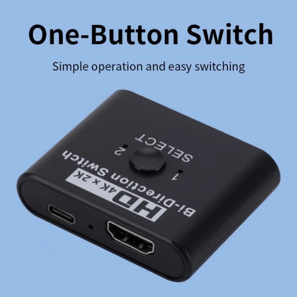 Bi-Direction Switch 4K 60Hz HDMI Splitter 1x2 HDMI Switch 1 in 2 out Video Distributor Splitter HD 1080P Dual Display for Laptop