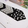 Friendly Polyester Necktie Imitation Pearls Detailing Business Meeting Accessory Comfortable Wear for Costume Parties
