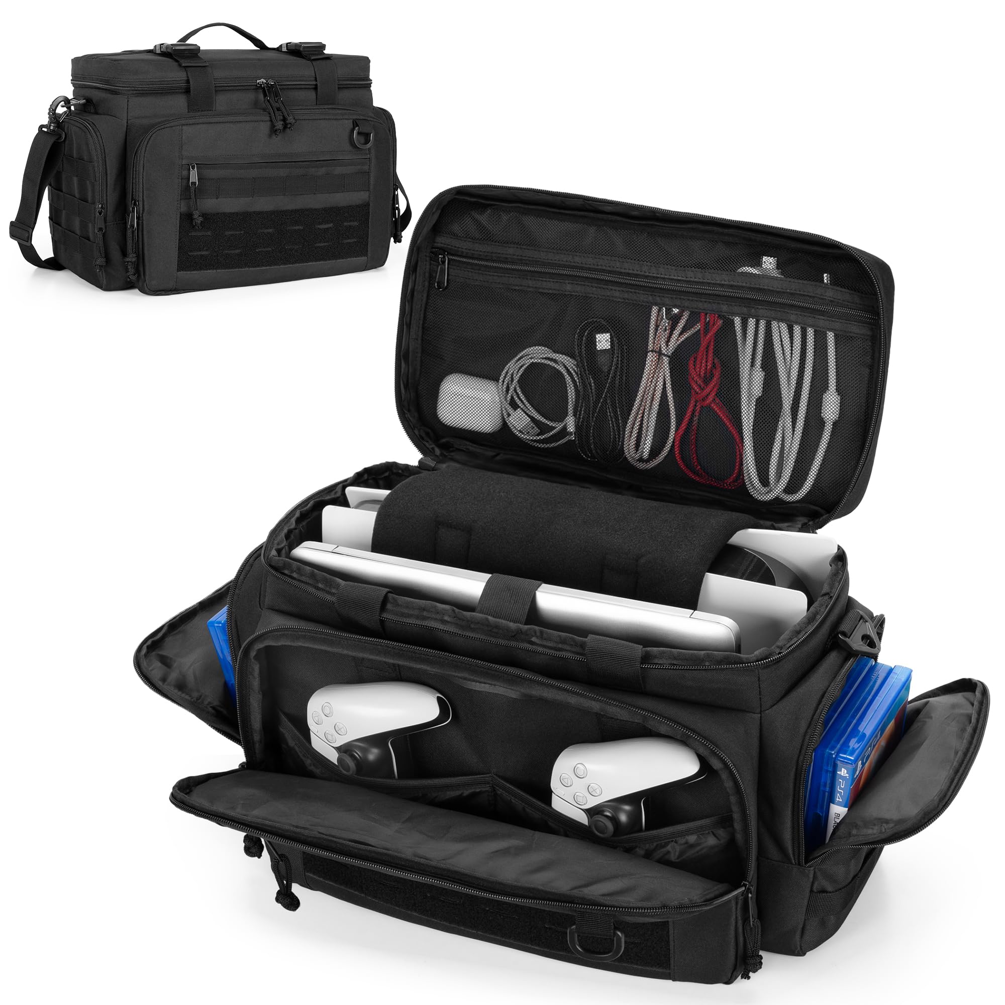 

Trunab PS5 storage bag PS5 Slim carrying case ps5 new protective case can store controllers and discs ps5 case dustproof waterproof shockproof чорний