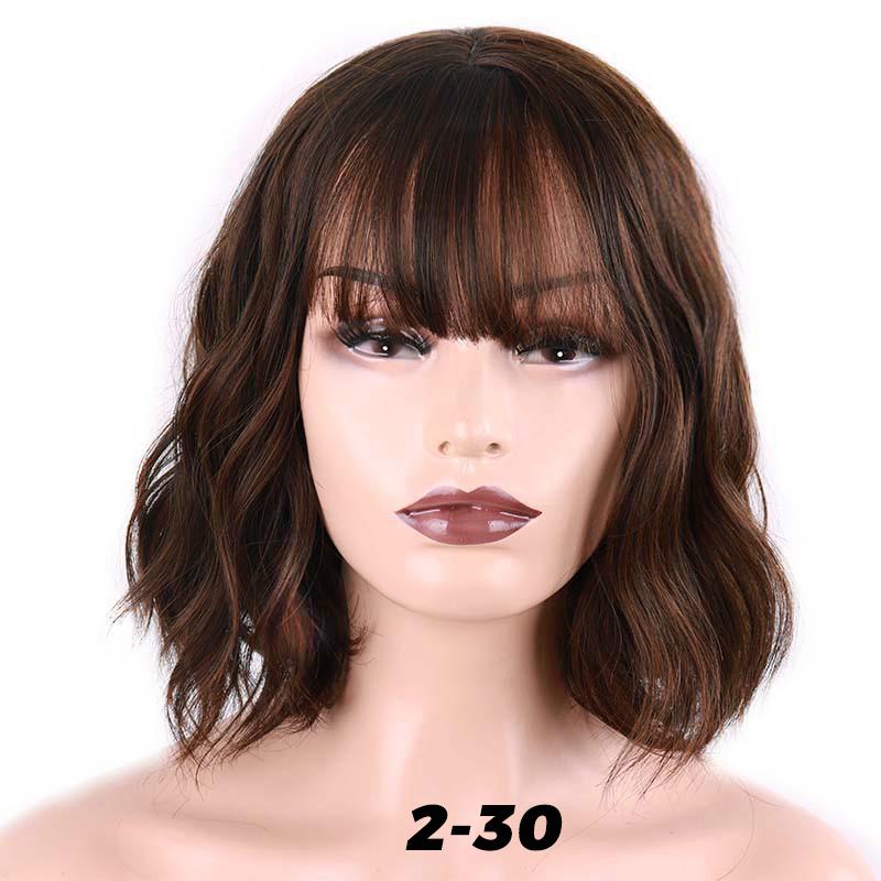 XINRAN Sentetik Saç 7 Renk Kısa Su Dalgası Peruk Kadınlar Için Isıya Dayanıklı Fiber Günlük Tam Yanlış Saç