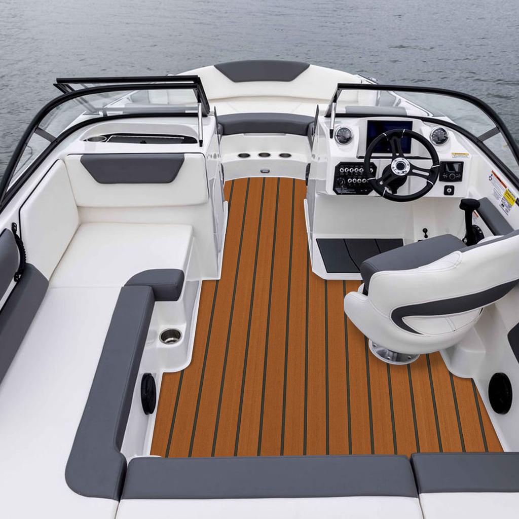 EVA Non-Slip RV Floor Mat, Waterproof Boat Deck Padding, 6mm Thick Teak Style Marine Gym Mat, All-Purpose Surface Protection