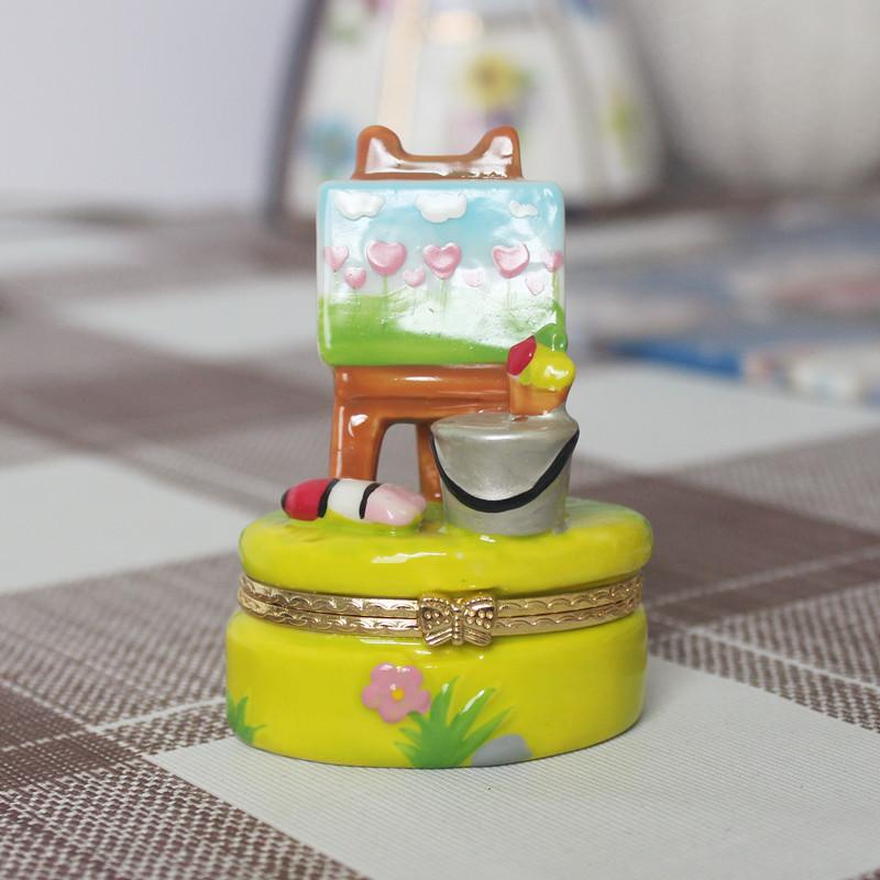 European and American Style Ceramic Handicraft Jewelry Box, Creative Home Furnishings Hand-painted Ceramic Storage Box