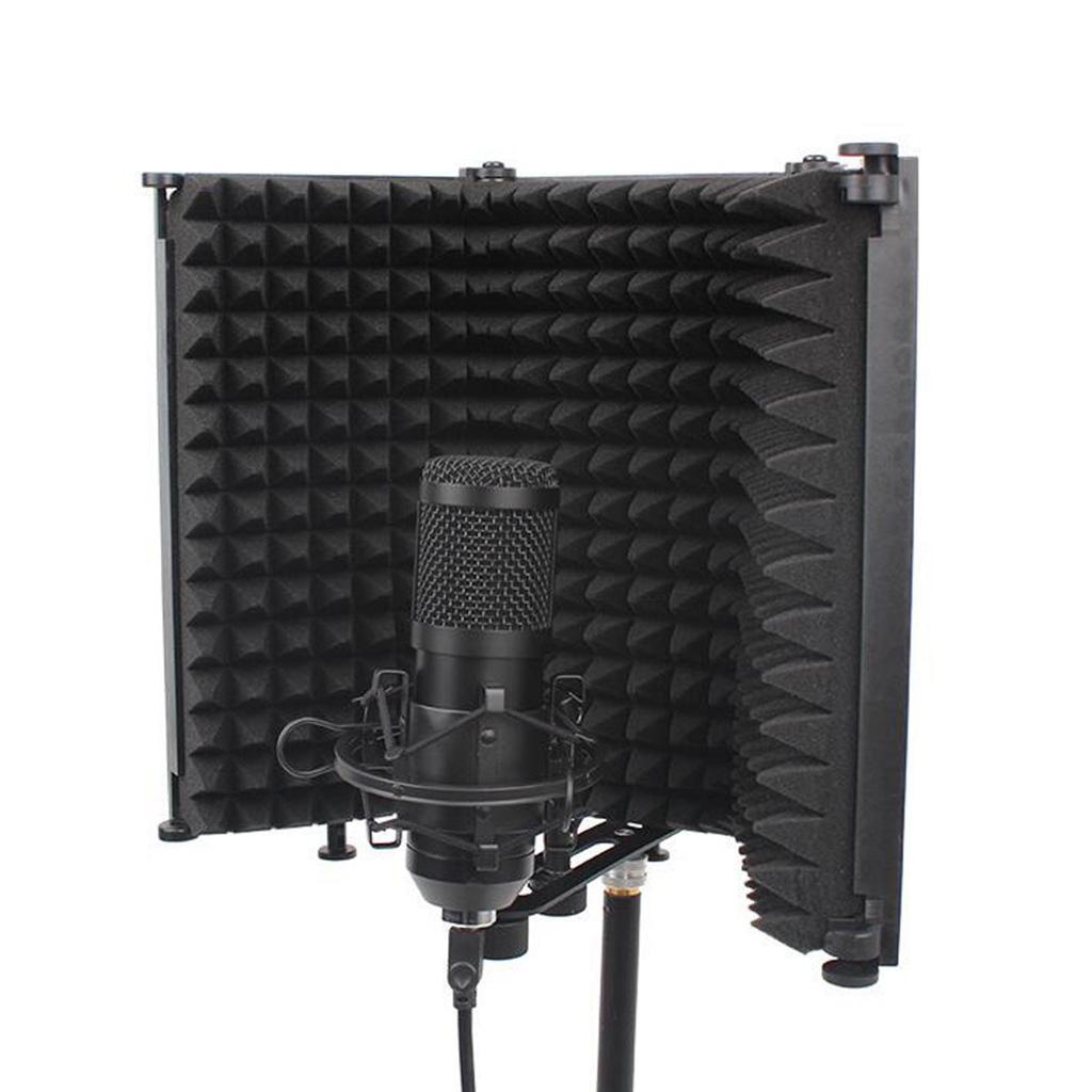 Microphone Isolation Shield Professional Absorbing Foam Panel Filter Vocal Foldable Recording Microphone Sound Shield