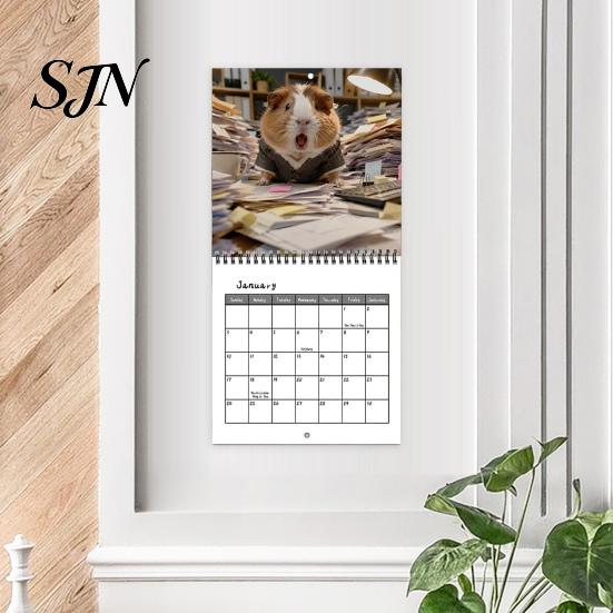 Personalized Gift for Pet Owners 2027 Guinea Pig Adventures Wall Calendar, Cute 12 Monthly Planner with Thick Paper Calendar Imaginative Scenes,