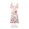 Kaslead New Arrival Women's Clothing Fashion Style Fashion Casual Minimalist Print Embroider Square Collar Long Dress
