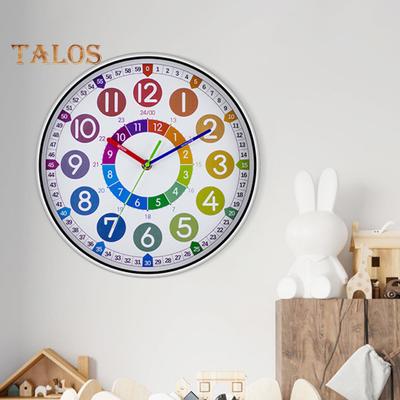Silent Non-Ticking Wall Clock Scientific Design Easy To Read Battery Operated Colorful Teaching Time Clock Kids Learning Tool