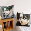 L-Levi Ackermans Anime Cushion Cover Silky Short Plush Invisible Zipper Dustproof Sofa Pillow Case For Home Decor