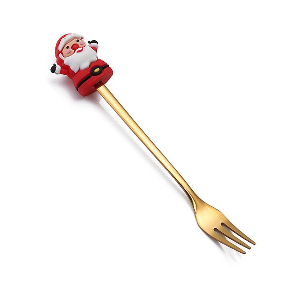 Cartoon Christmas Tree Stainless Steel Dessert Cutlery Set: Cute Fruit Fork & Spoon Gift