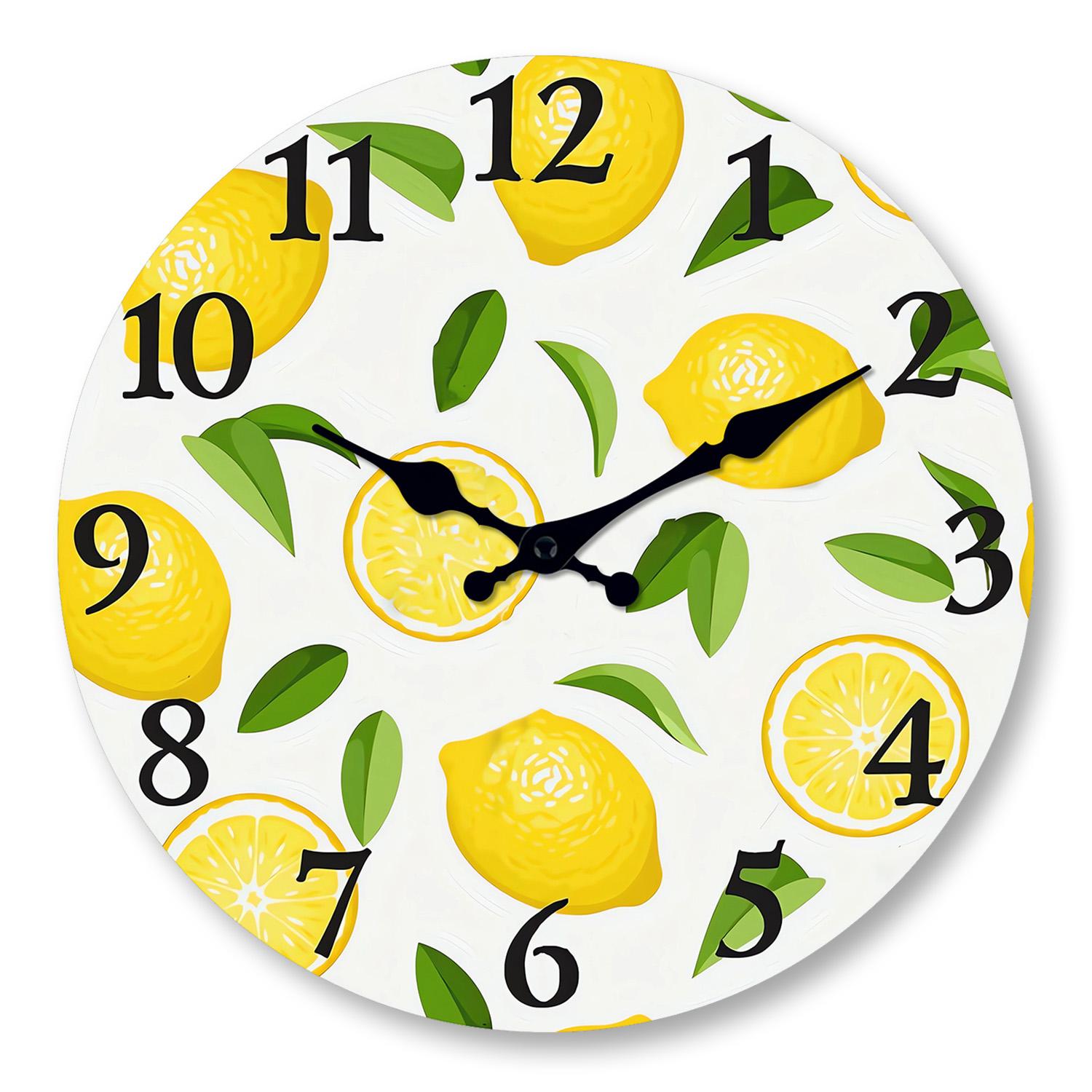 Premium-Quality 1Pc Premium-Quality Wooden Superior-Grade Wall High-Standard Clock Superior-Grade Yellow-Toned Superior-Grade Lemon And Top-Grade (as the picture,10inch)