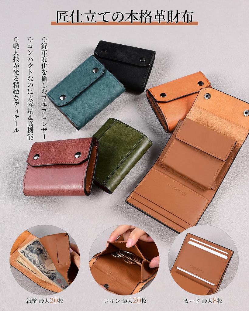 Modiko Bifold Genuine Pueblo Handcrafted by Top Large Easy to Bifold Wallet for Gift Men's Wallet, Leather, Artisans, Capacity, Use, Compact, Men,