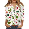 Women's T Shirt Print Button 3/4 Sleeve Daily Weekend Fashion Basic V- Neck Regular Top