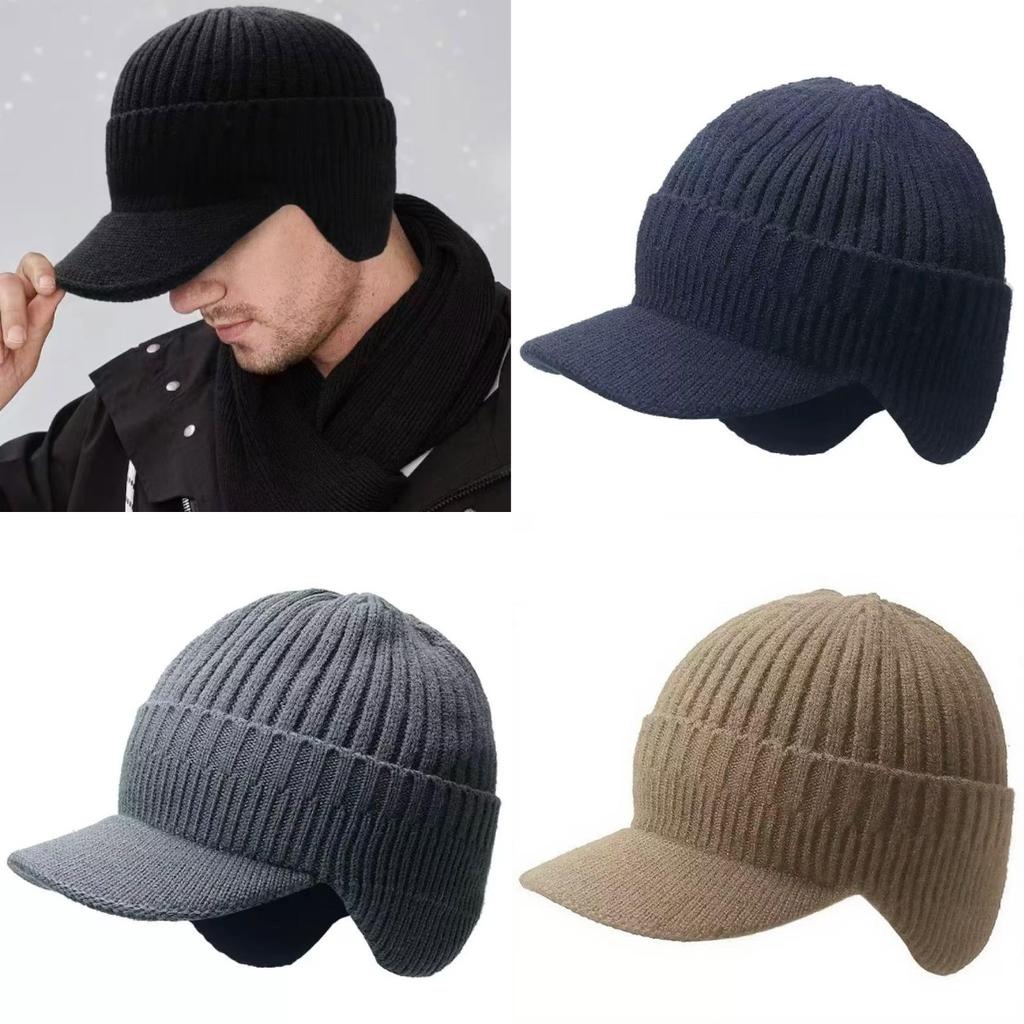Men's Winter Warm Knit with Visor and Ear for Cold