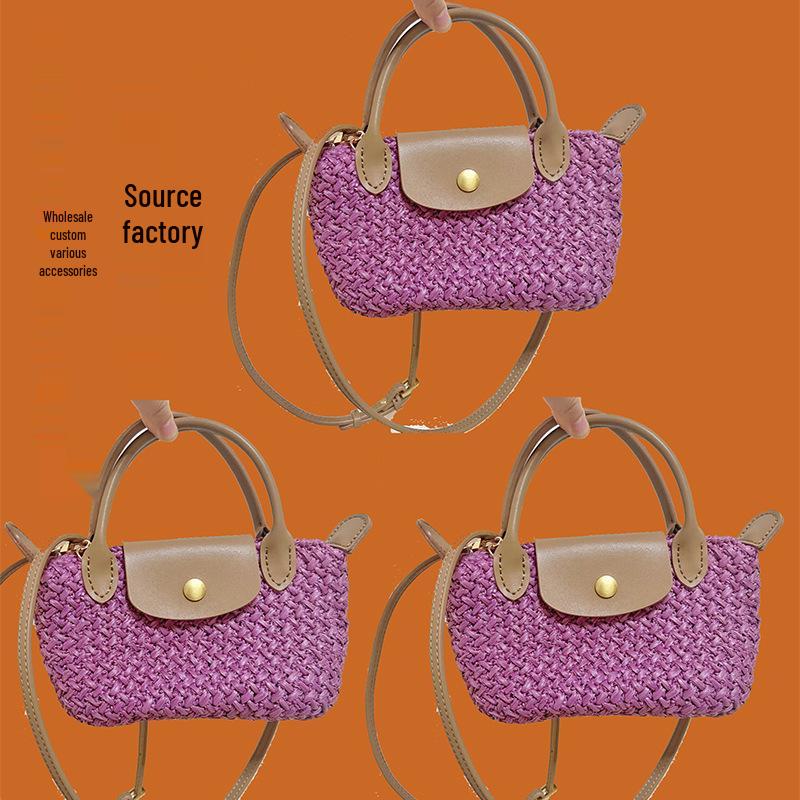 Nuevo Set de Bolso Mini Dumpling Grupo Mariposa: Cuero Sintético, Hecho a Mano DIY Crochet Patchwork, con Asa