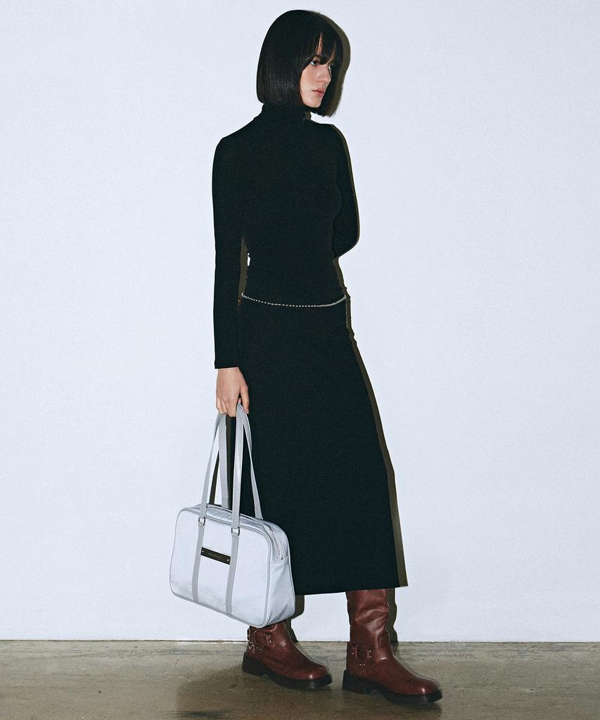 Nick&Nicole Crystal Nylon Combi Boston Bag_Silver