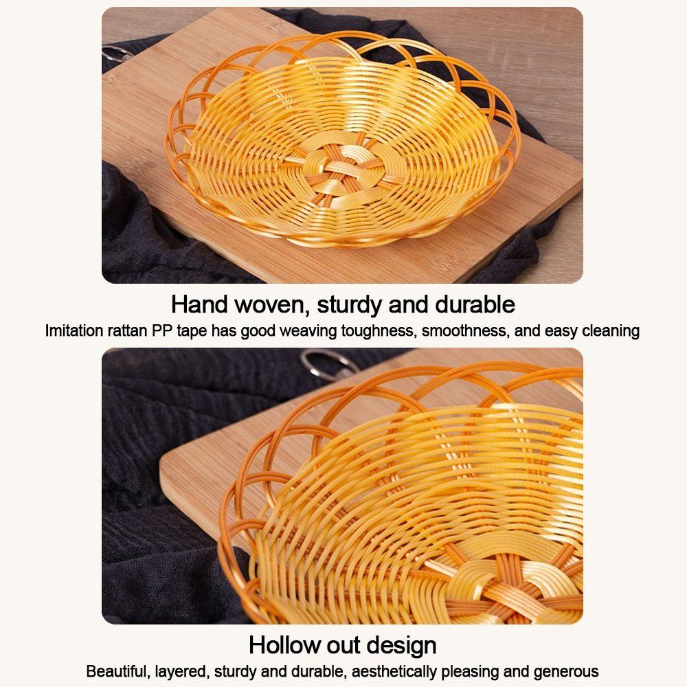Kunststoff Imitation Rattan Korb Rund Obstkorb Neuer Lebensmittelteller Frühstück Kuchen Snack