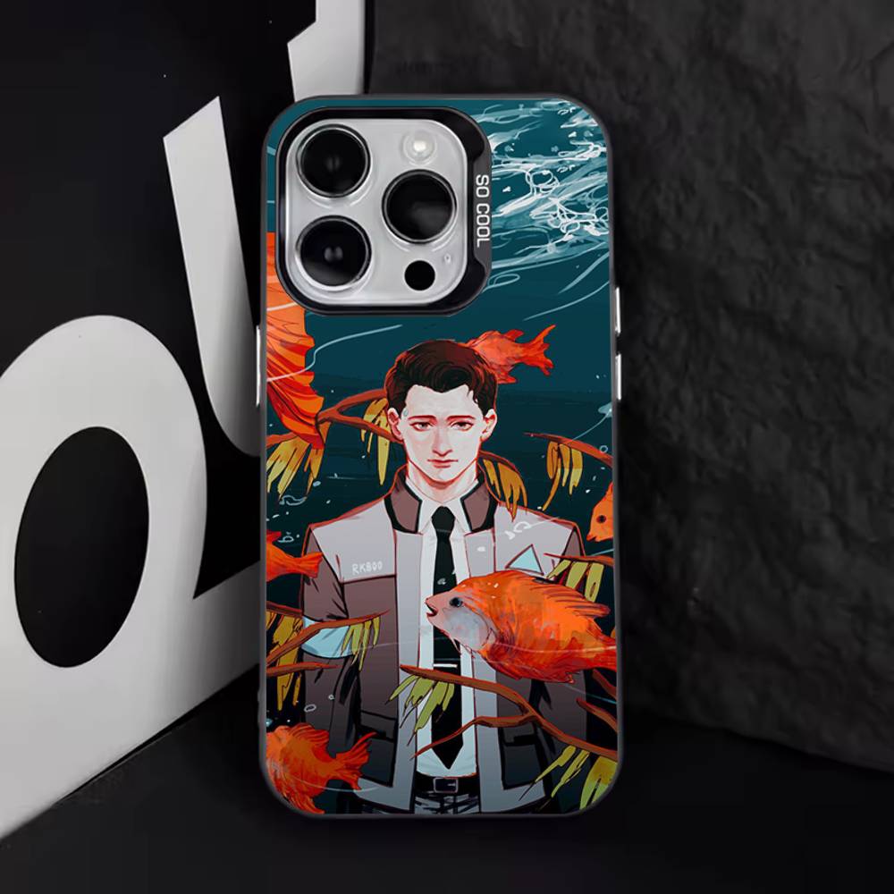 D-Detroit Become Human Phone Case For iPhone 17,16,15,14,13,12,11,Pro,XS,Max,Plus,Mini,SE4,E Black Matte Shockproof Cover