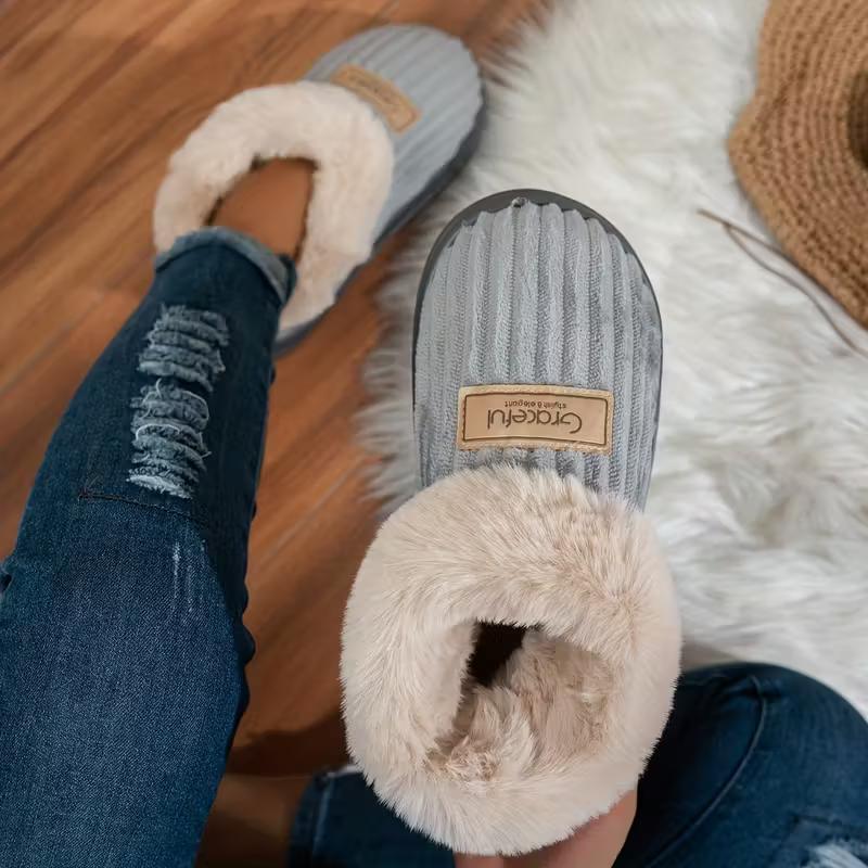 Winter Warme Pantoffels met Dikke Zool - Antislip Zool & Zacht Gedempt, Knusse Binnen/Buiten Huisschoenen met Ronde Comfortabele Hak