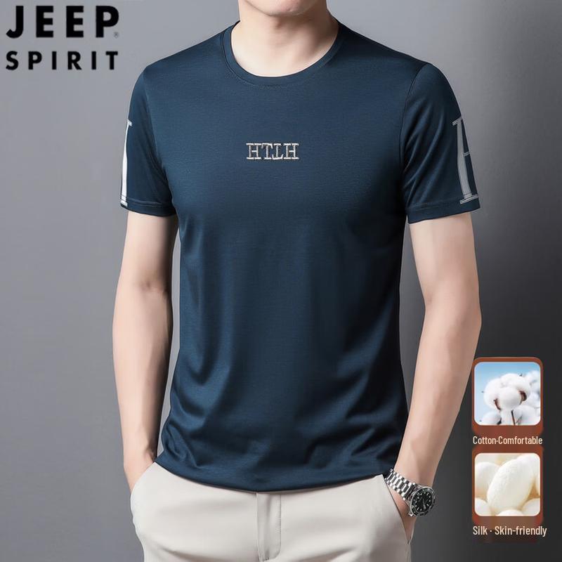 

JEEP SPIRIT Men s Mulberry Silk Blend Short Sleeve T-Shirt L