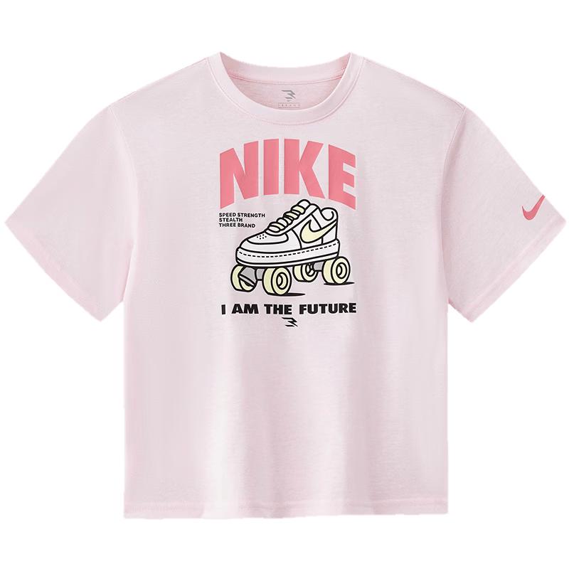 Детская футболка с принтом с коротким рукавом NIKE 3BRAND XL детские розовый
