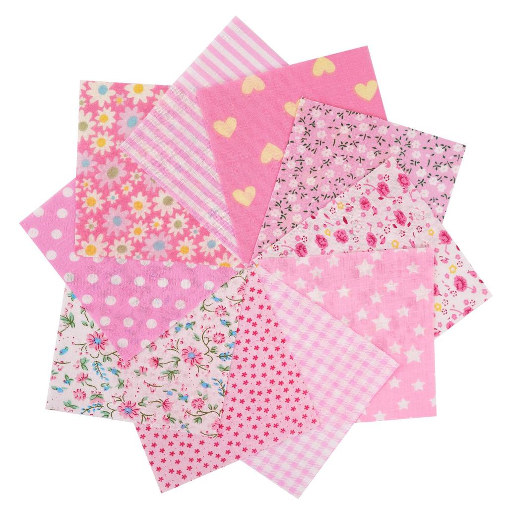 100-Color Patchwork Cloth Set: Floral, Plaid & Polka Dot Plain Weave Cotton for DIY Crafting