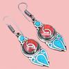 Nepali Tibetan Turquise Lapis Lazuli Gemstone Silver Jewelry Earring 1.5''