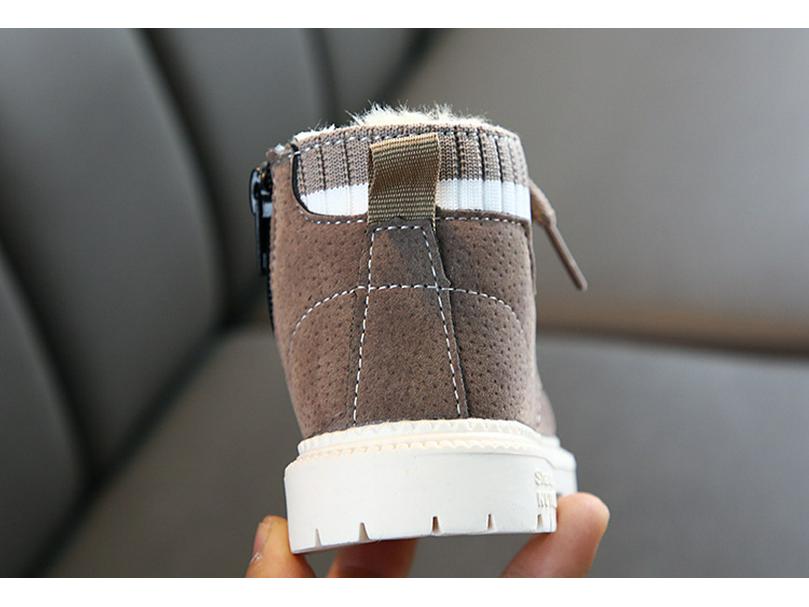 Kinder Koreanische Mode Leder Schneestiefel - Martin-Stil mit Samtfutter