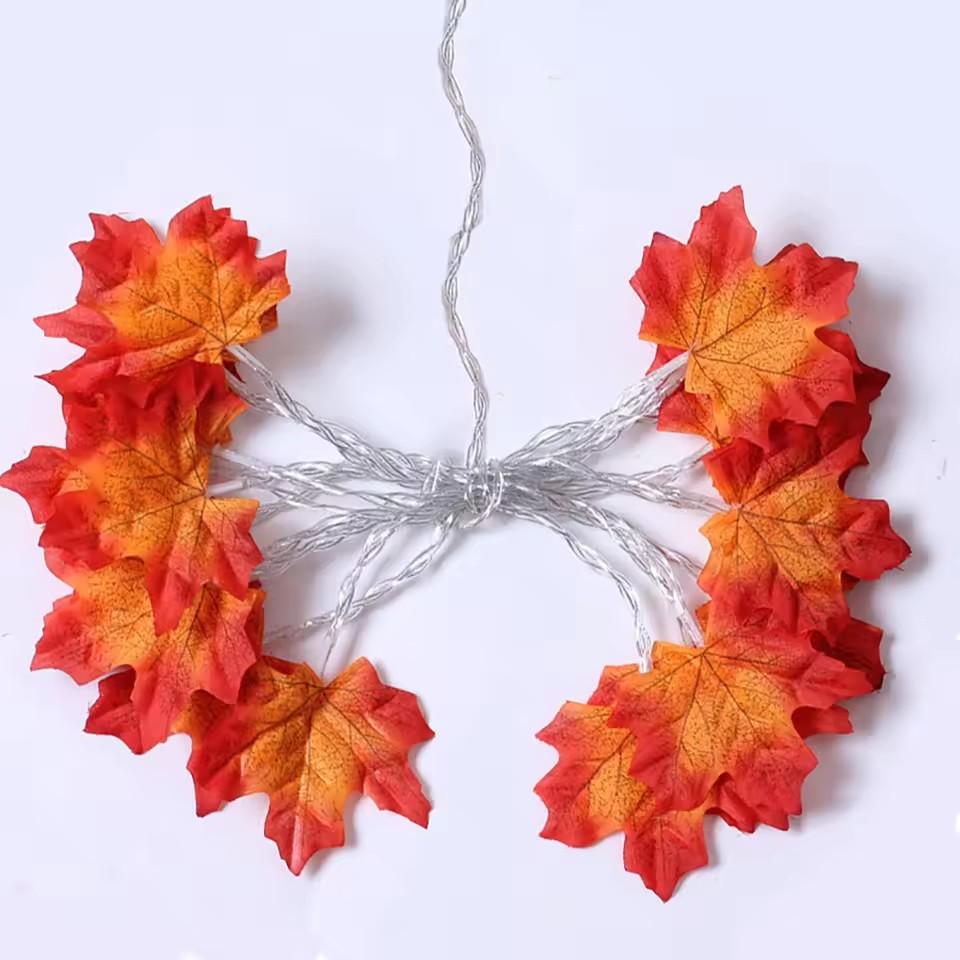 1.5/3/6M Halloween LED Lights String,Artificial Maple Leaf Lantern Garland,Halloween Christmas Thanksgiving Day Home Decorations