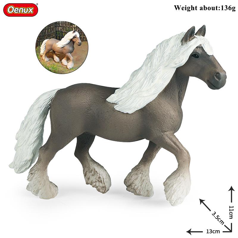 Oenux Farm Animals Steed Foal Clydesdale Arabian Horse Model Action Figures Equestrian PVC Collection Education Kid Toy Gift