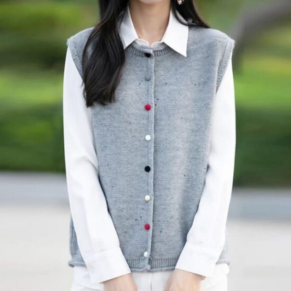 Navava Simple Daily Round Neck Knit Vest Nk2452