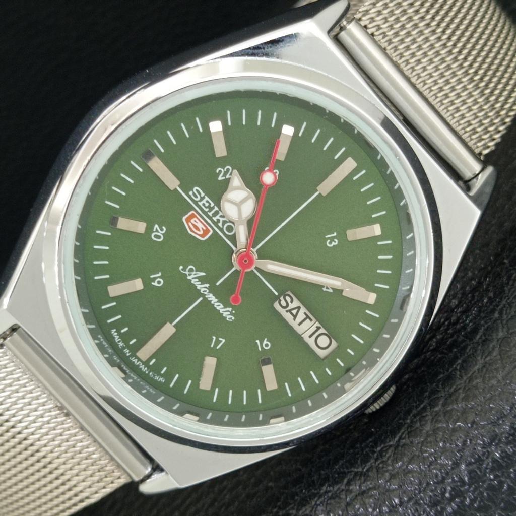

JAPAN VINTAGE REFURBISHED SEIKO 5 AUTOMATIC 6309A MENS GREEN WATCH a442882-1
