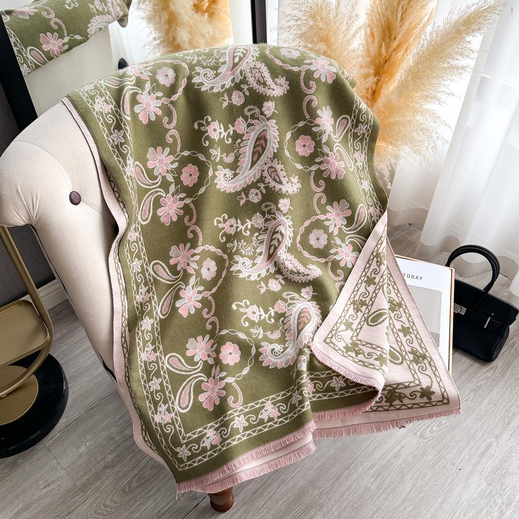 Women's Faux Cashmere Shawl Warm Neck Protection Jacquard Scarf Wrap Autumn Winter Style Functional Blanket