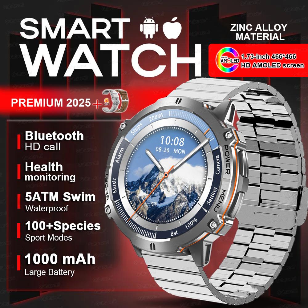 New Military GPS Position Smart Watch Built-in GPS 1000mAh Battery Compass BT Call 10ATM Waterproof Swim Sport Bracelet Men