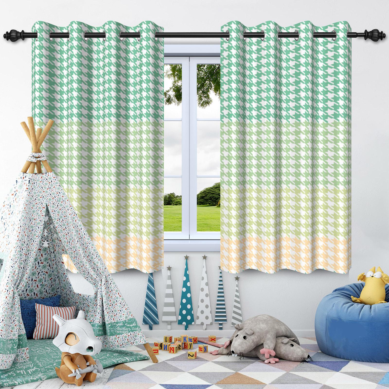 

2 шт. оконных штор Современный стиль Простой клетчатый узор Светонепроницаемые портьеры Спальня Гостиная Затемняющая Теплоизоляционная штора 50x120cm 2pcs