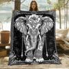 1pc Elephant and Rose Black and White Luxury Blanket - Soft Flannel Lightweight All-Season Throw Blanket, Digital Print for Modern Sofa, Bed, Travel,
