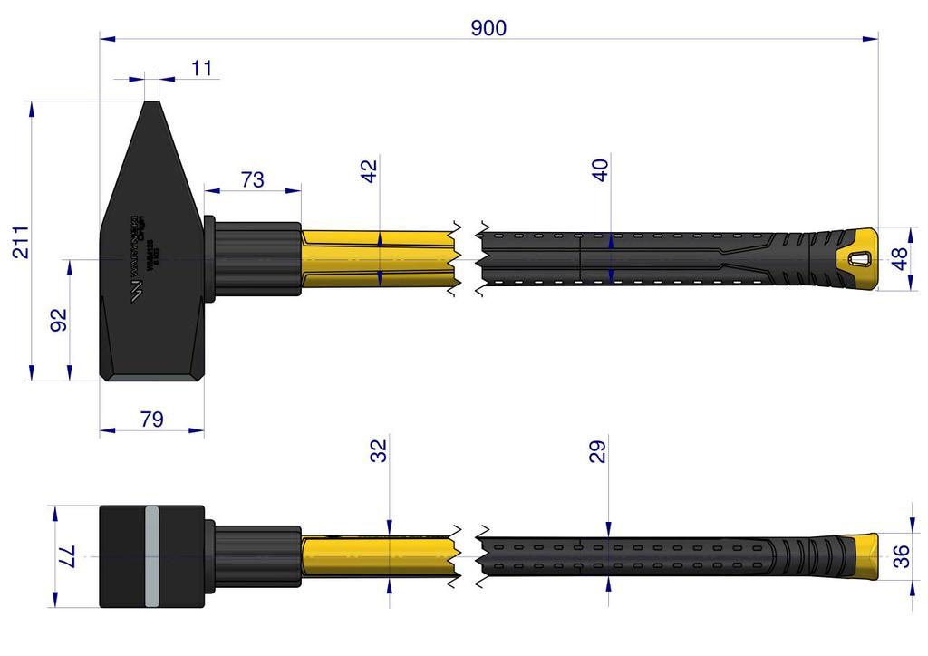 8 Heavy Locksmith' Hammer with a Fiberglass Handle, for Construction Workshop Work, Waryński