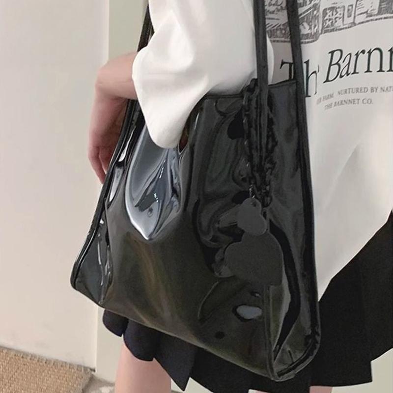 Luksusowa designerska damska torba typu tote, modna, lakierowana skóra, błyszcząca, torby na ramię pod pachami, duża pojemność, torby dojazdowe