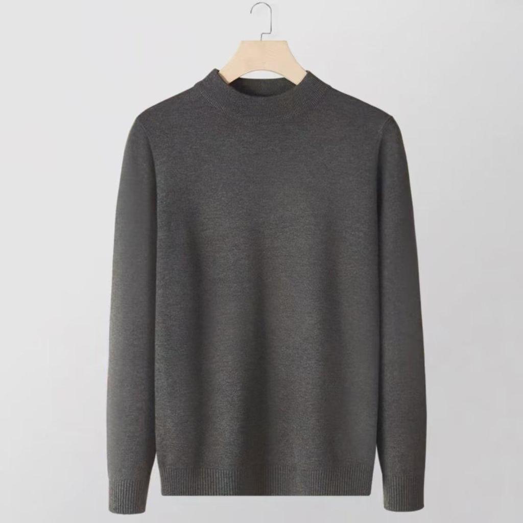 "2024 Autumn/Winter Men's Youth Half Turtleneck Knitted Sweater - Casual Mid-Neck Top"