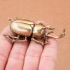 Retro Brass Beetles Figurines Unicorn Beetle Ornament Simulation Insect Tea Pets Desk Decorations Collectibles Gifts