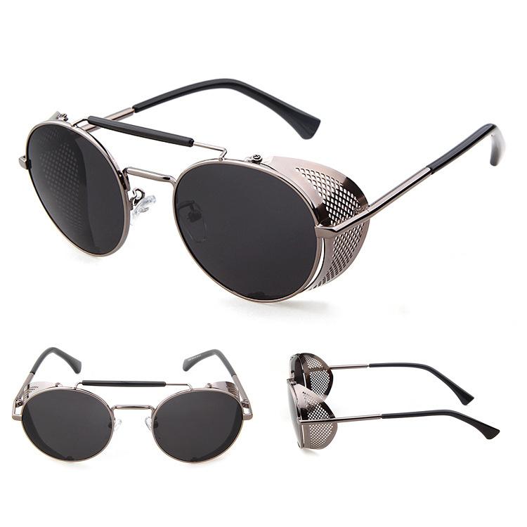 

Откидные стимпанк солнцезащитные очки Шейды Защита глаз Затемнение Сплав Универсальная оправа серый