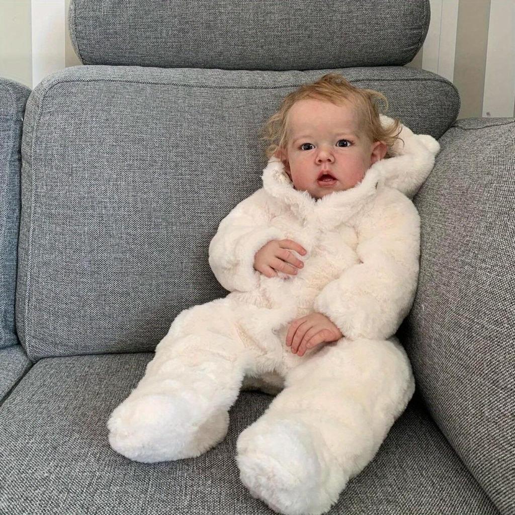 70 CM Big Size Reborn Baby Doll Toy For Girl 3D Skin Hand Paintes 28 Inch Princess Toddler Vinyl Limbs Cloth Body Realistic Blonde Toddler Art Bebe