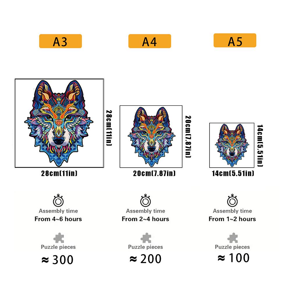 Puzzle Tier Holzpuzzle BASTELN Gehirntrainer Puzzle Spiel Ideal für Kinder Erwachsene Wolf Lernen Holzspielzeug Geschenk Schwierigkeit