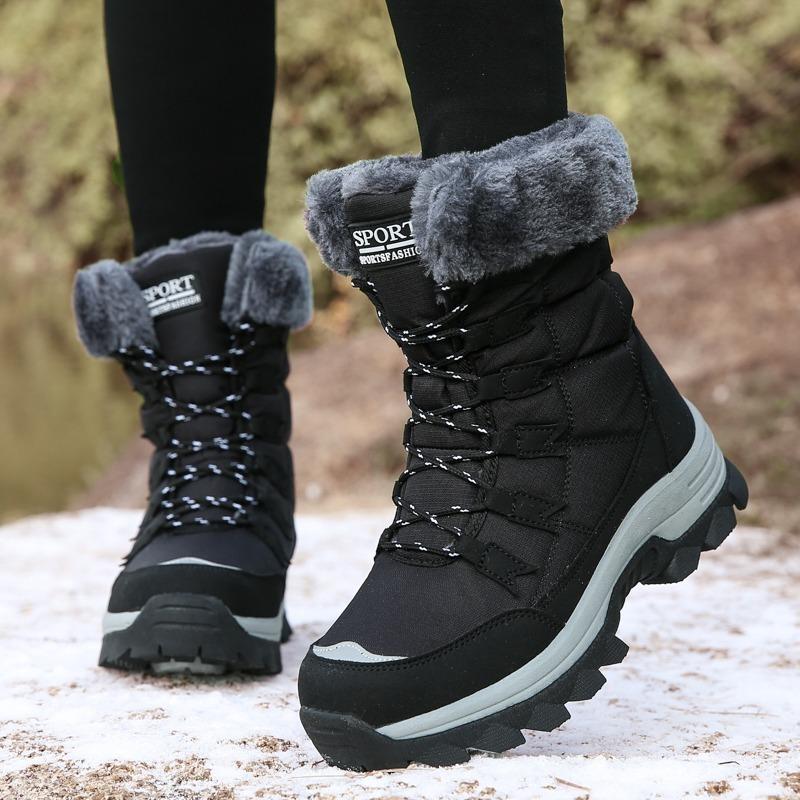 Botas de Nieve de Invierno para Mujer Calidez Exterior Piel Sintética Botines de Tobillo de Suela Gruesa para Mujer Antideslizantes Resistentes al Desgaste Zapatos Casuales para Senderismo para Mujer
